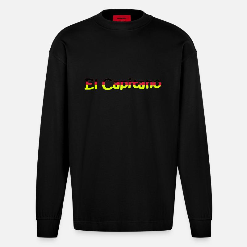 Fußball, el capitano - Heavyweight Oversized Organic Langarmshirt Made in EU - SOLID BLACK