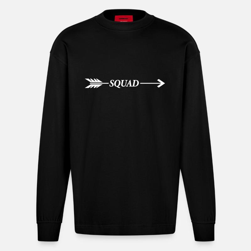 squad pfeil - Heavyweight Oversized Organic Langarmshirt Made in EU - SOLID BLACK