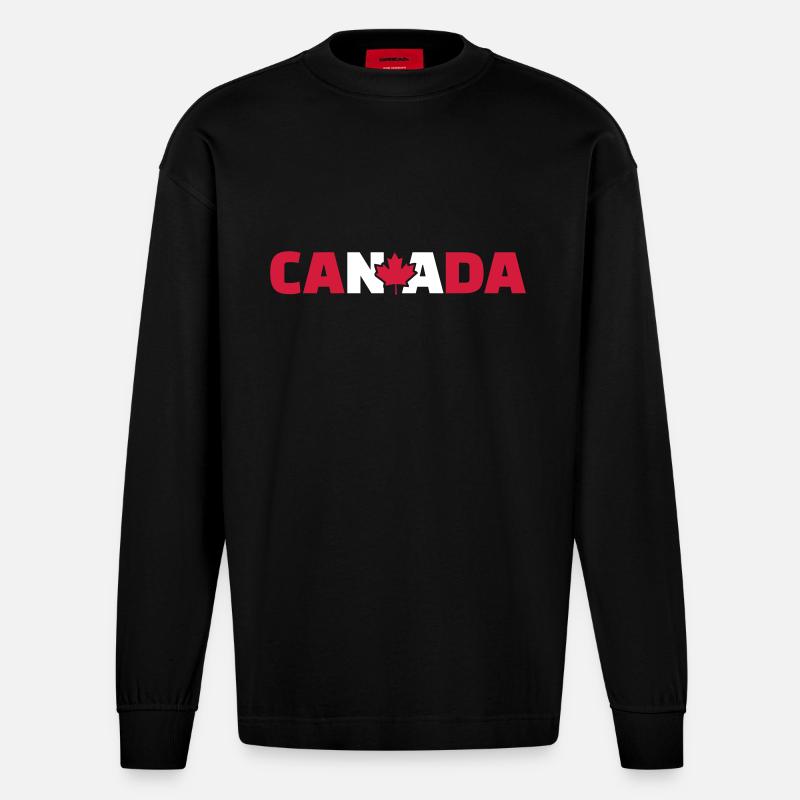 Canada - Manches longues bio épais oversize fabriqué en UE - SOLID BLACK