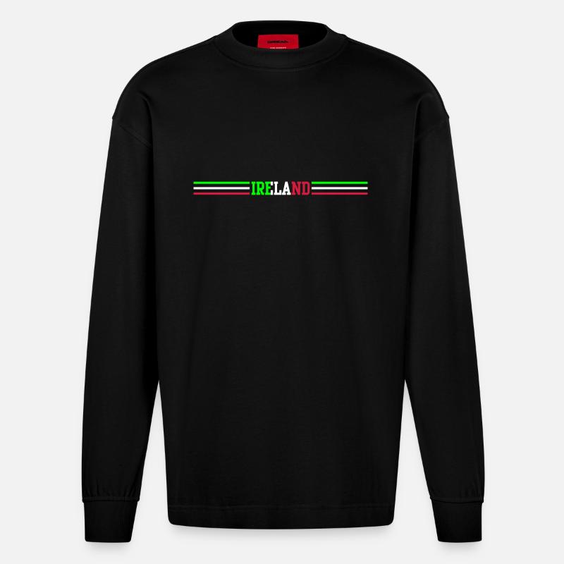ireland stripes - Heavyweight Oversized Organic Langarmshirt Made in EU - SOLID BLACK