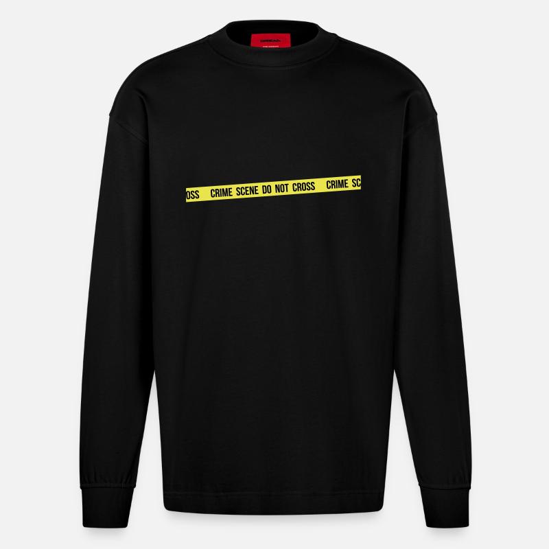 Crime scene do not cross - Manches longues bio épais oversize fabriqué en UE - SOLID BLACK