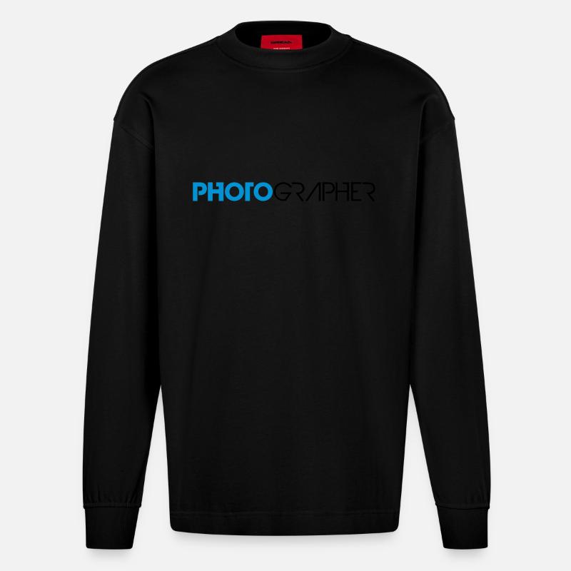 Cool Photographer Text Design - Heavyweight Oversized Organic Langarmshirt Made in EU - SOLID BLACK