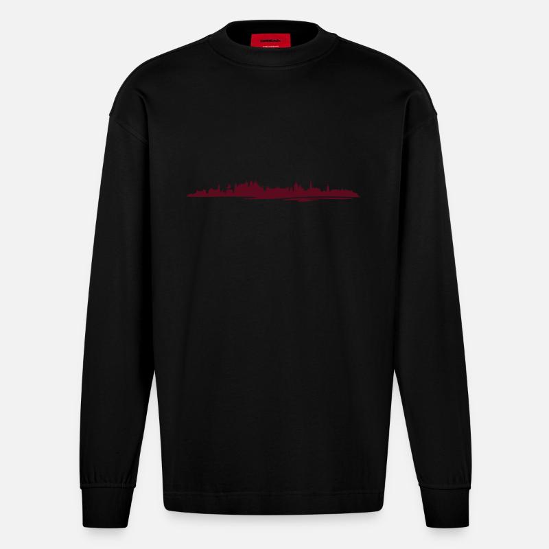 Skyline - Schwerin - Heavyweight Oversized Organic Langarmshirt Made in EU - SOLID BLACK