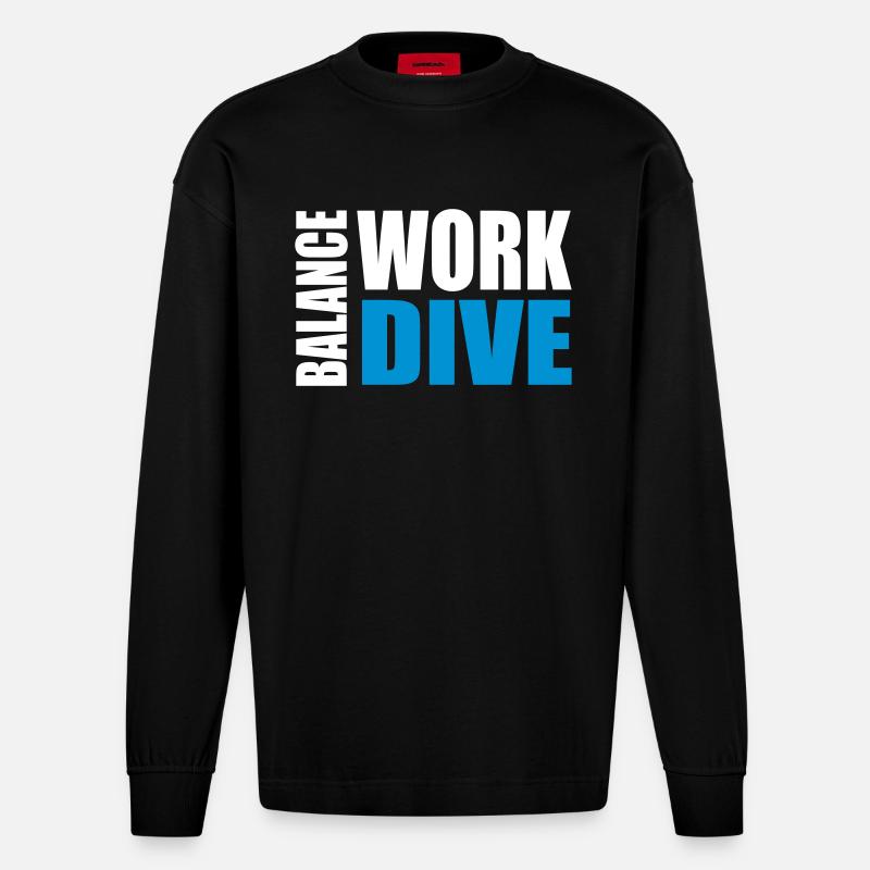 WORKDIVEBALANCE - Manches longues bio épais oversize fabriqué en UE - SOLID BLACK