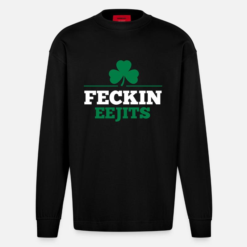 EEJITS DE FECKIN - Manches longues bio épais oversize fabriqué en UE - SOLID BLACK