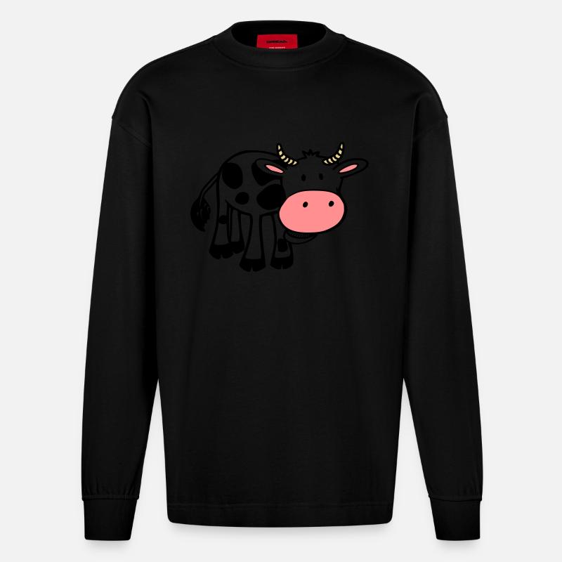 Kuh - Heavyweight Oversized Organic Langarmshirt Made in EU - SOLID BLACK