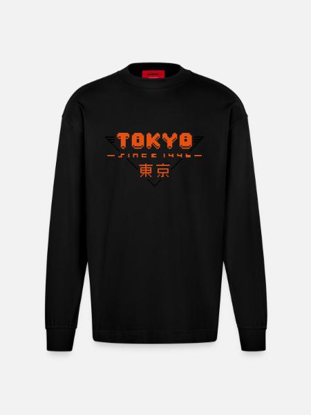 pixel tokyo - Heavyweight Oversized Organic Longsleeve Shirt Made in EU - SOLID BLACK