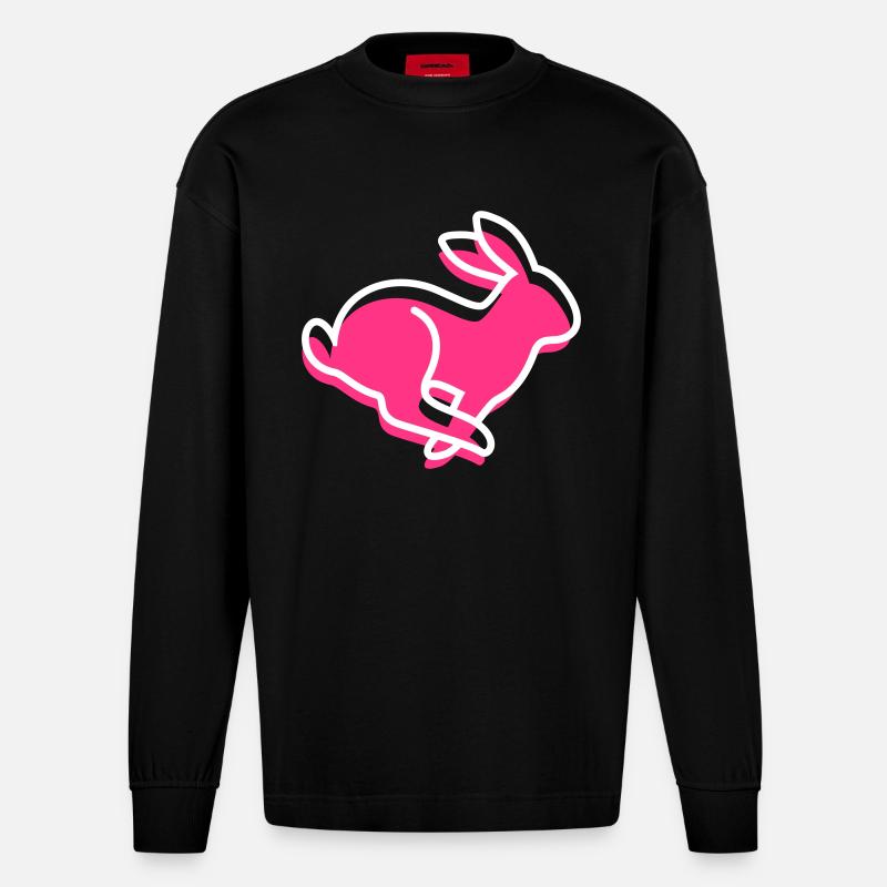 Ein laufender Hase - Heavyweight Oversized Organic Langarmshirt Made in EU - SOLID BLACK