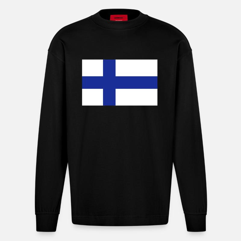 Finnland - Heavyweight Oversized Organic Langarmshirt Made in EU - SOLID BLACK