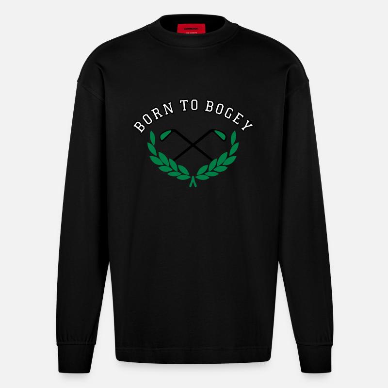Born to Bogey - Heavyweight Oversized Organic Langarmshirt Made in EU - SOLID BLACK