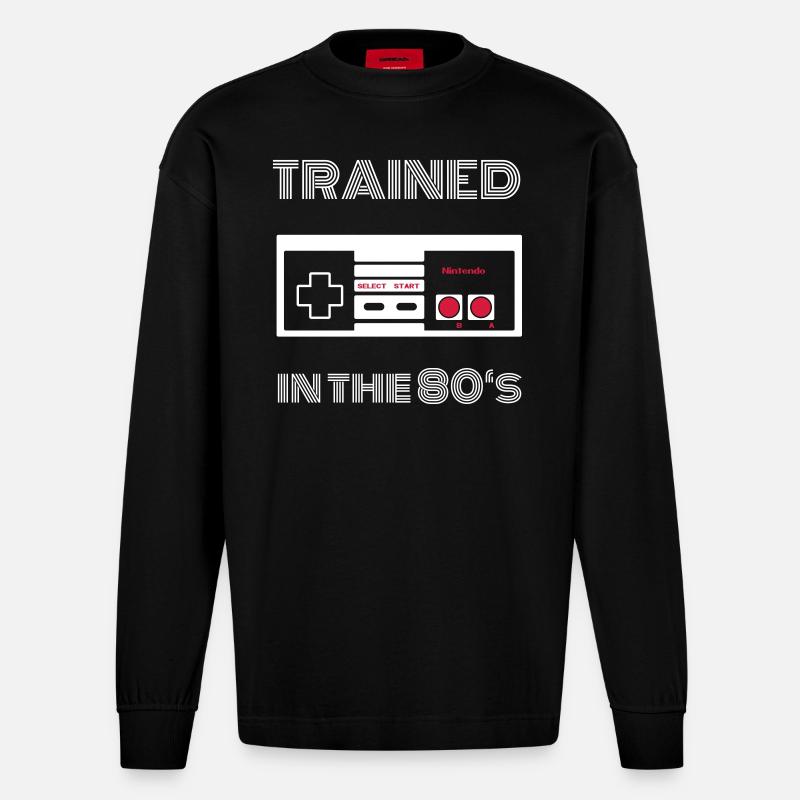 NES 80's - Heavyweight Oversized Organic Langarmshirt Made in EU - SOLID BLACK