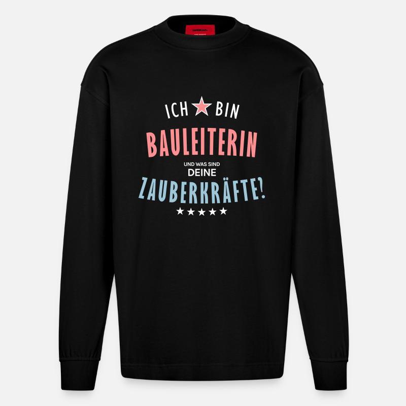Bauleiterin Beruf - Geschenk - Heavyweight Oversized Organic Langarmshirt Made in EU - SOLID BLACK
