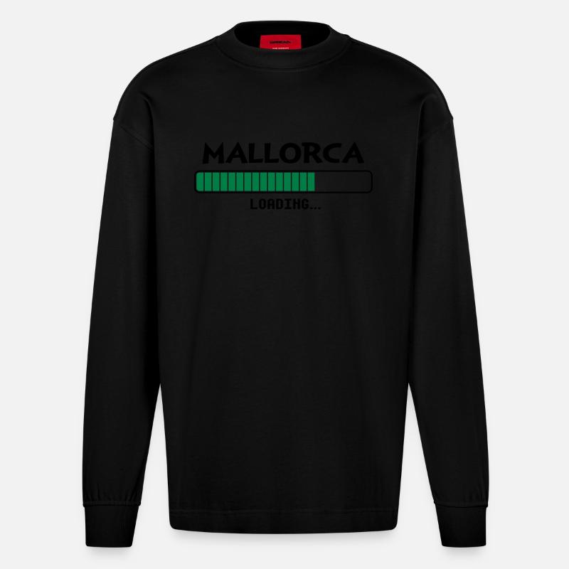 Mallorca loading loading bar - Heavyweight Oversized Organic Longsleeve Shirt Made in EU - SOLID BLACK