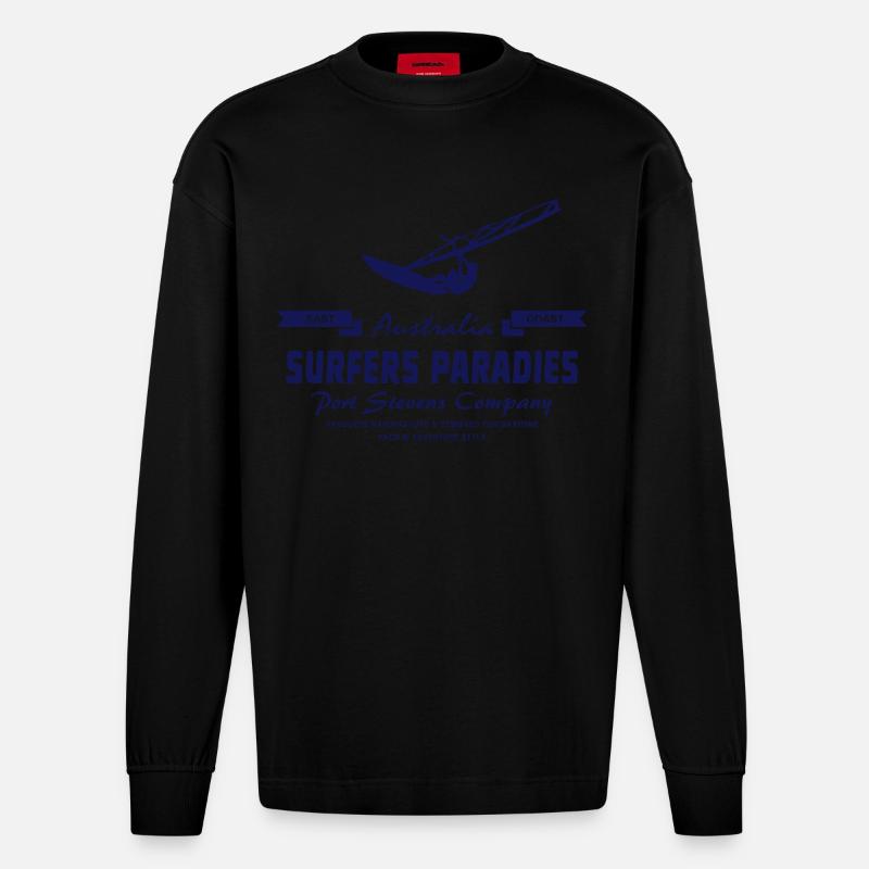 Australian Windsurfing - Surfer - Heavyweight Oversized Organic Langarmshirt Made in EU - SOLID BLACK