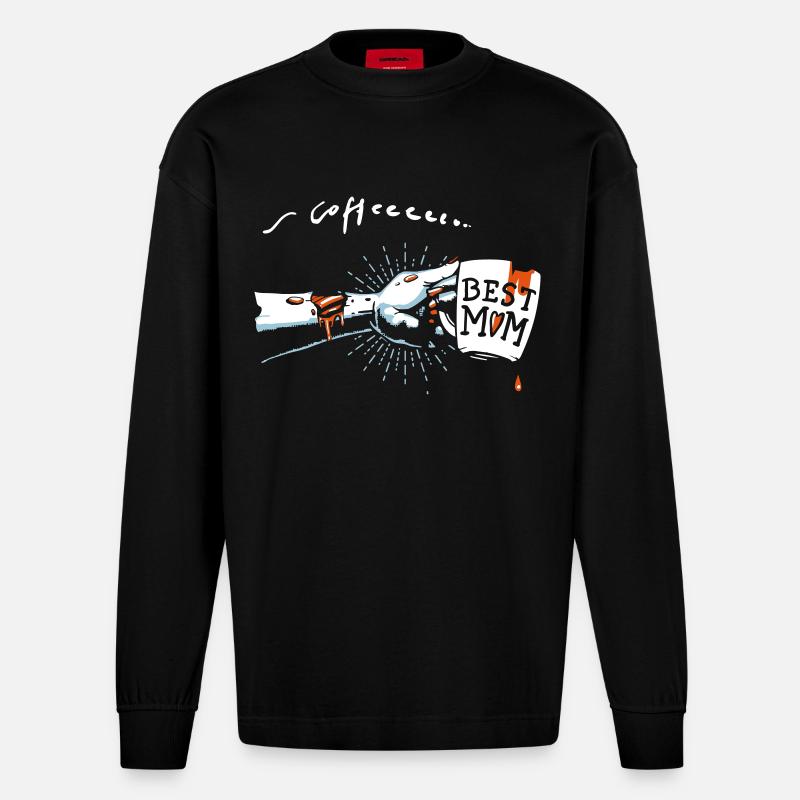 Zombie Partnershirt - Mombie Mama - Heavyweight Oversized Organic Langarmshirt Made in EU - SOLID BLACK
