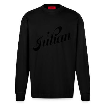 Julian - Heavyweight Oversized Organic Langarmshirt Made in EU - SOLID BLACK - Vorne