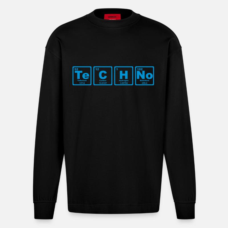 TECHNO PERIODIC TABLE - Manches longues bio épais oversize fabriqué en UE - SOLID BLACK