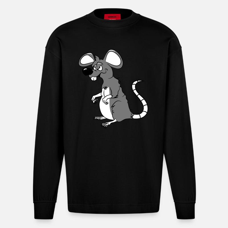 Rat mal drôle cool - Manches longues bio épais oversize fabriqué en UE - SOLID BLACK