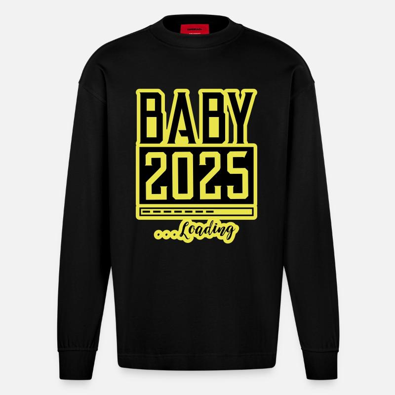 Baby 2025 Loading Babyshower - Heavyweight Oversized Organic Langarmshirt Made in EU - SOLID BLACK