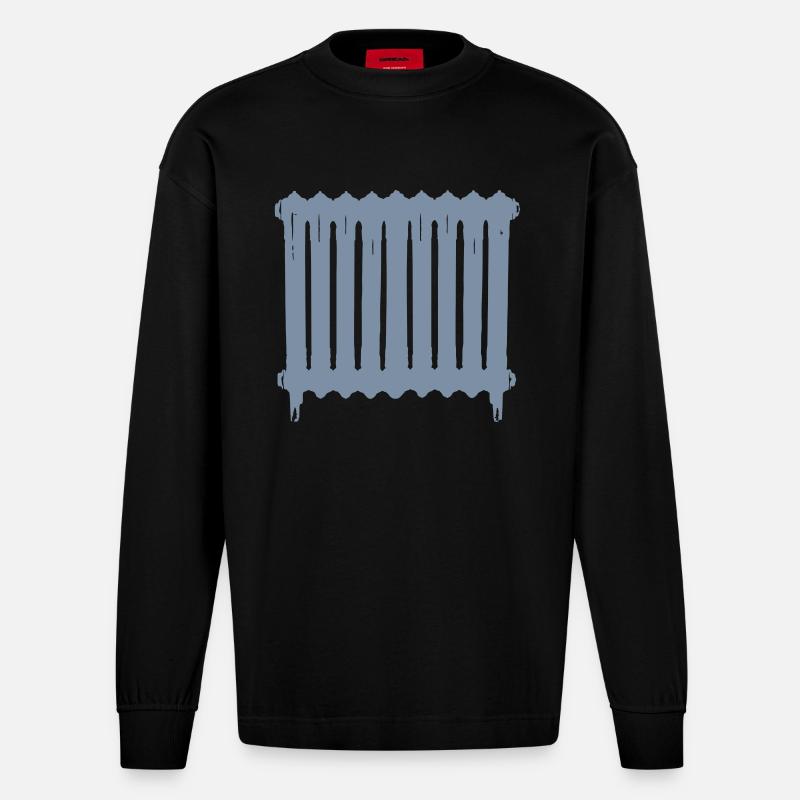 Heizkörper - Heavyweight Oversized Organic Langarmshirt Made in EU - SOLID BLACK