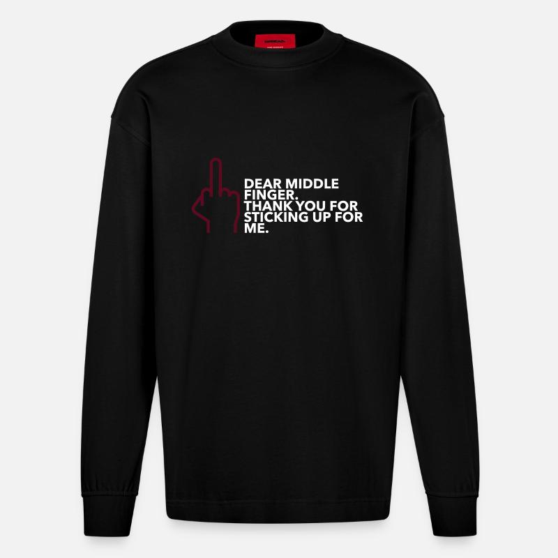 Mittelfinger - Heavyweight Oversized Organic Langarmshirt Made in EU - SOLID BLACK