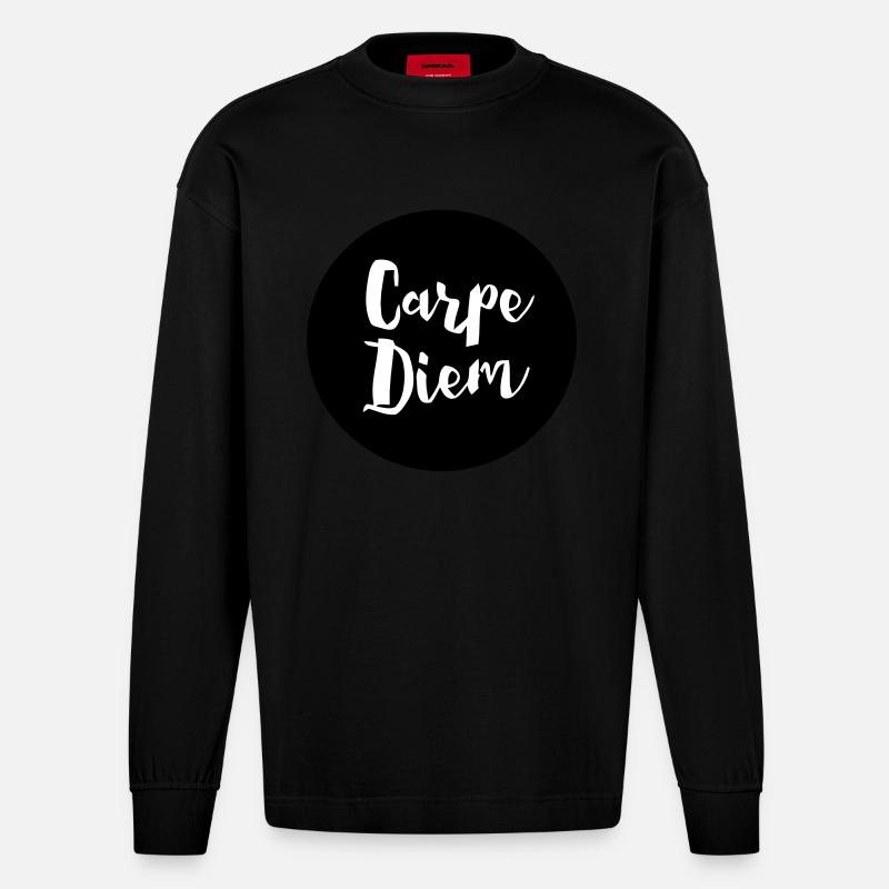CARPE DIEM - Heavyweight Oversized Organic Langarmshirt Made in EU - SOLID BLACK