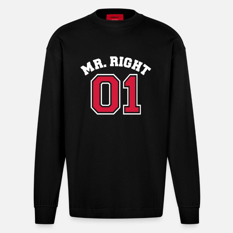 Mr. Right 01 - Heavyweight Oversized Organic Langarmshirt Made in EU - SOLID BLACK