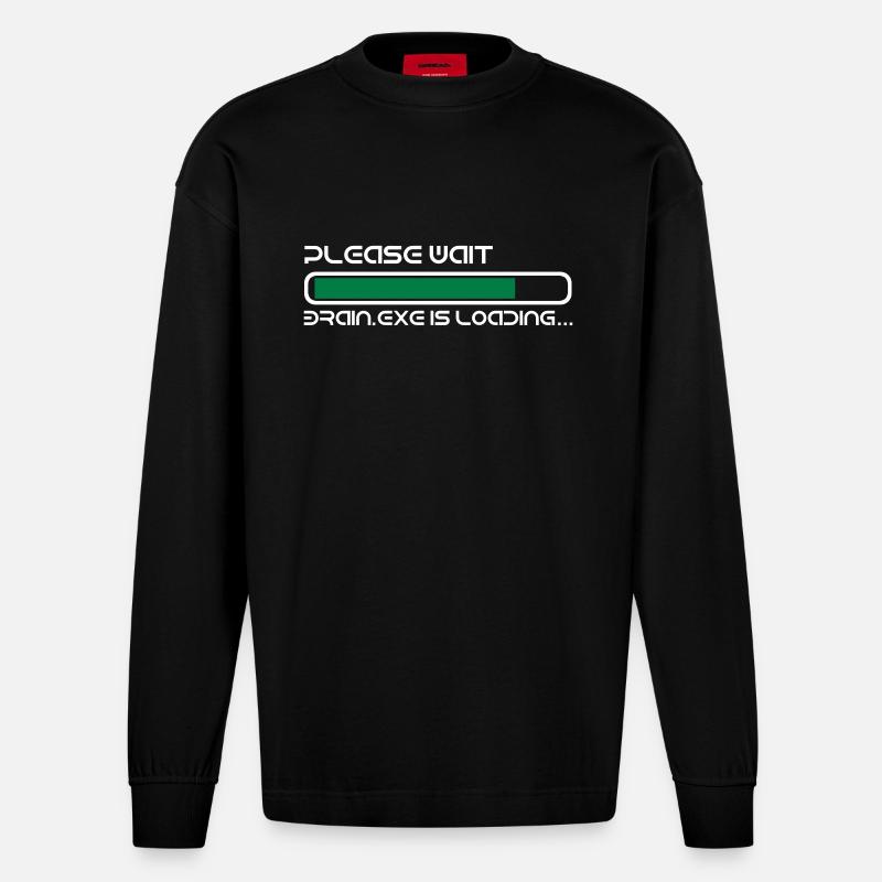 BRAIN IS LOADING - Manches longues bio épais oversize fabriqué en UE - SOLID BLACK