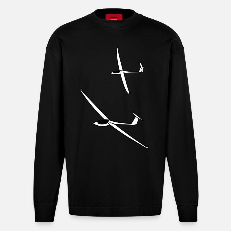 gliding glider pilot - Manches longues bio épais oversize fabriqué en UE - SOLID BLACK