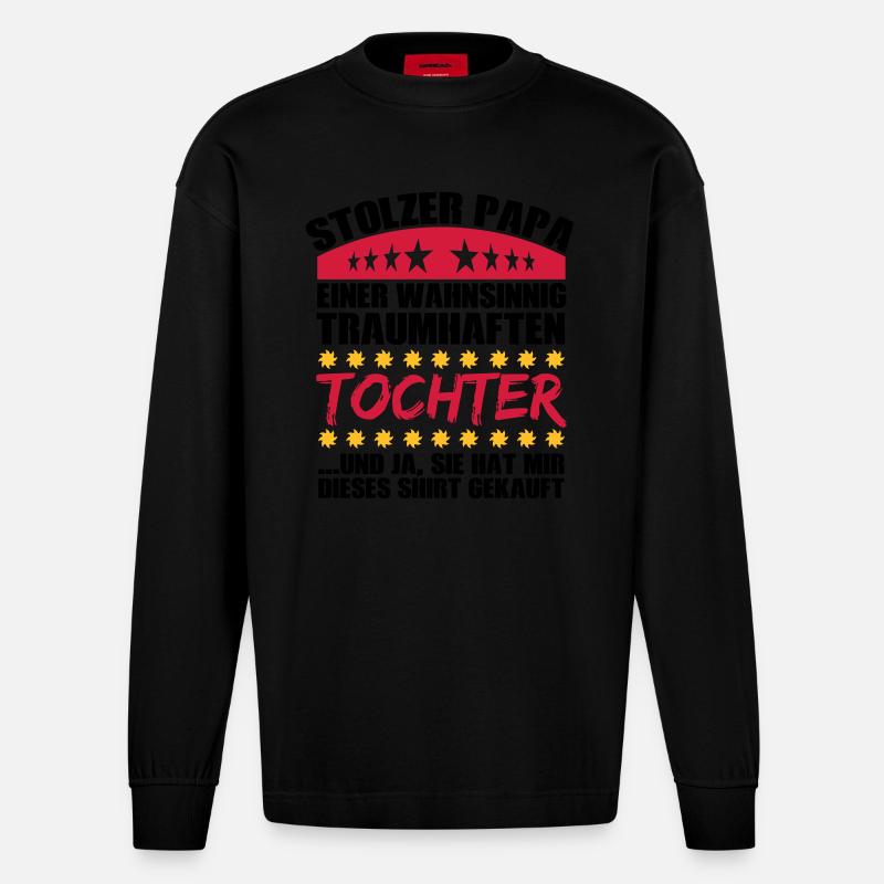 Traumhafte Tochter - Heavyweight Oversized Organic Langarmshirt Made in EU - SOLID BLACK