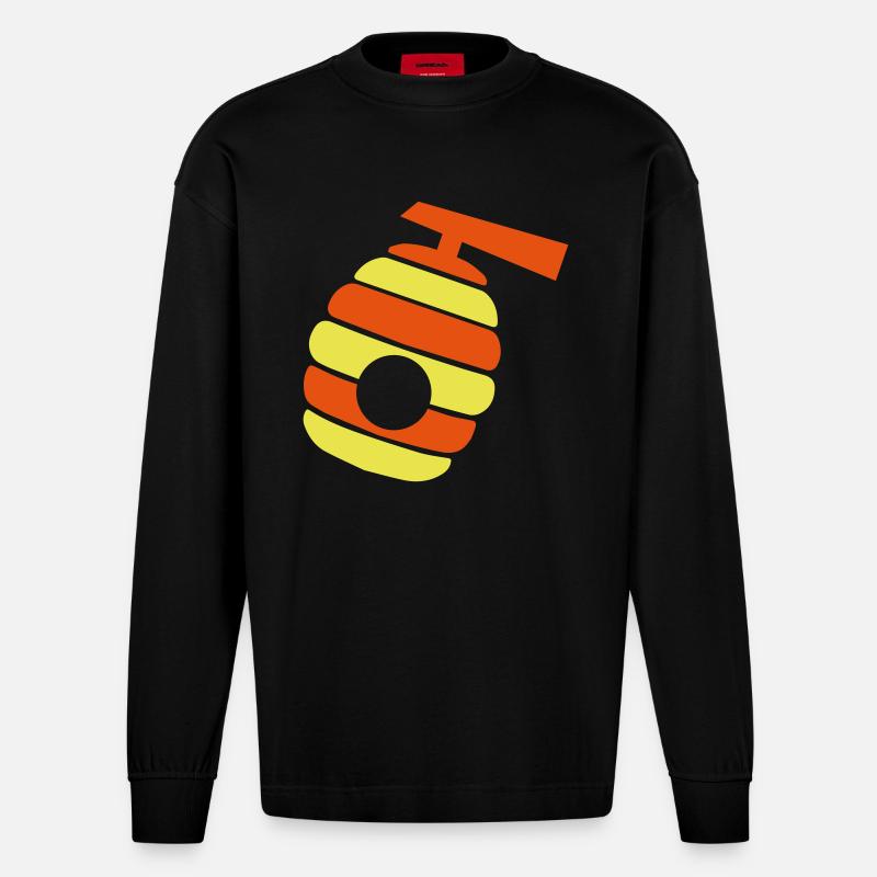 Imker Icon honig - Heavyweight Oversized Organic Langarmshirt Made in EU - SOLID BLACK