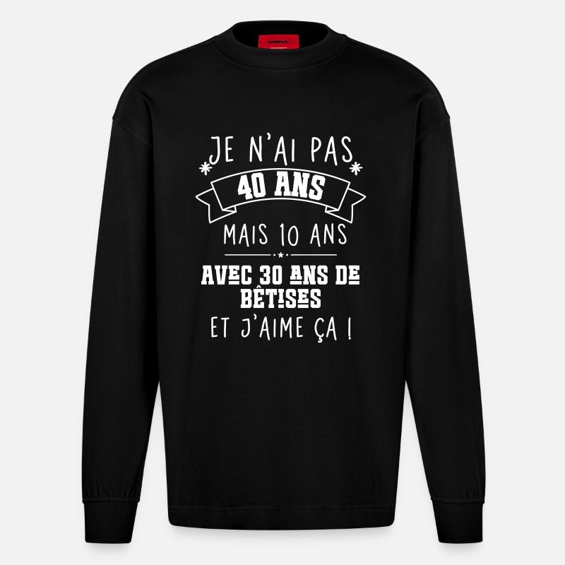 40-jähriges Jubiläum - Heavyweight Oversized Organic Langarmshirt Made in EU - SOLID BLACK