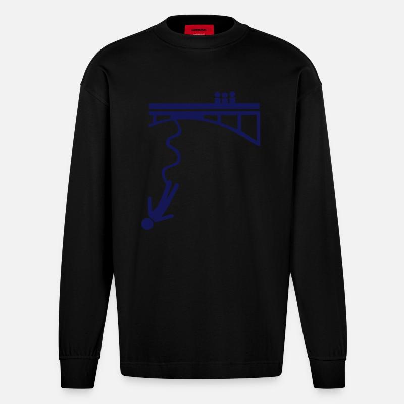 Bungee jumping - Heavyweight Oversized Organic Langarmshirt Made in EU - SOLID BLACK