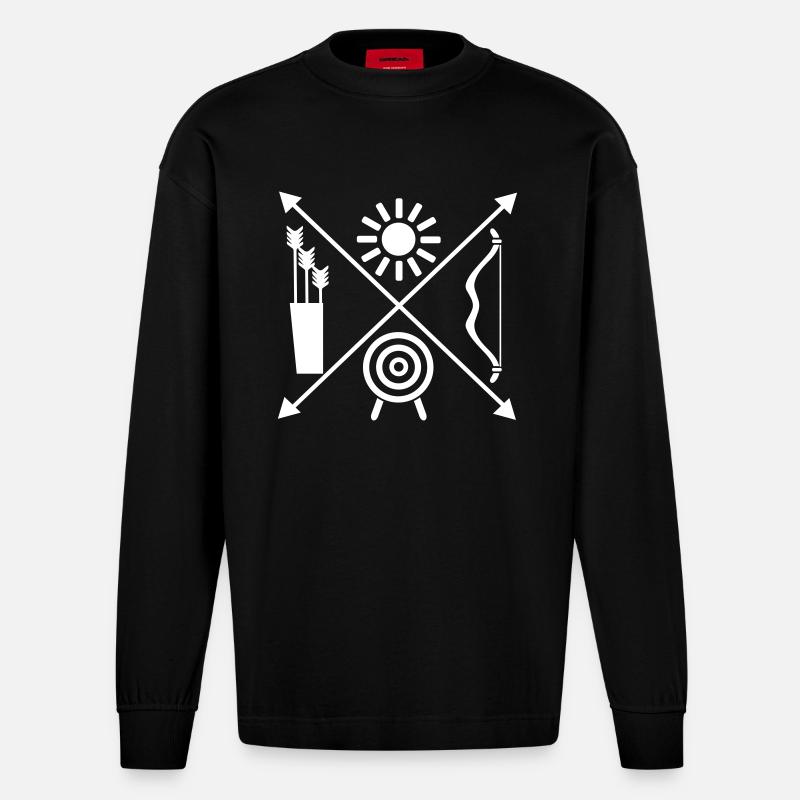 Bogenschießen - Heavyweight Oversized Organic Langarmshirt Made in EU - SOLID BLACK