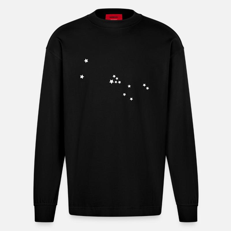 Sternbild Stier - Heavyweight Oversized Organic Langarmshirt Made in EU - SOLID BLACK