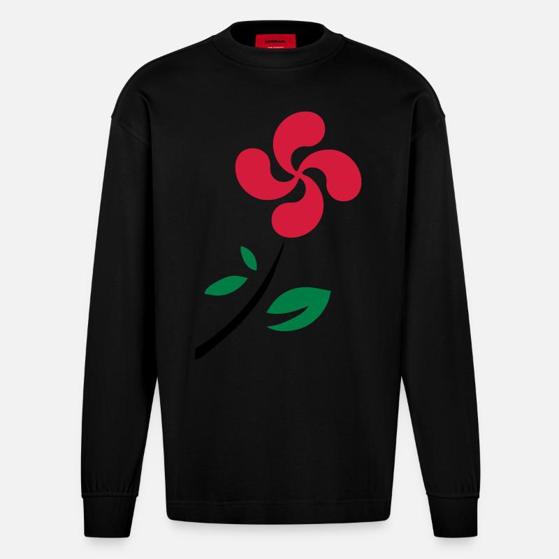 Fleur Basque - Manches longues bio épais oversize fabriqué en UE - SOLID BLACK