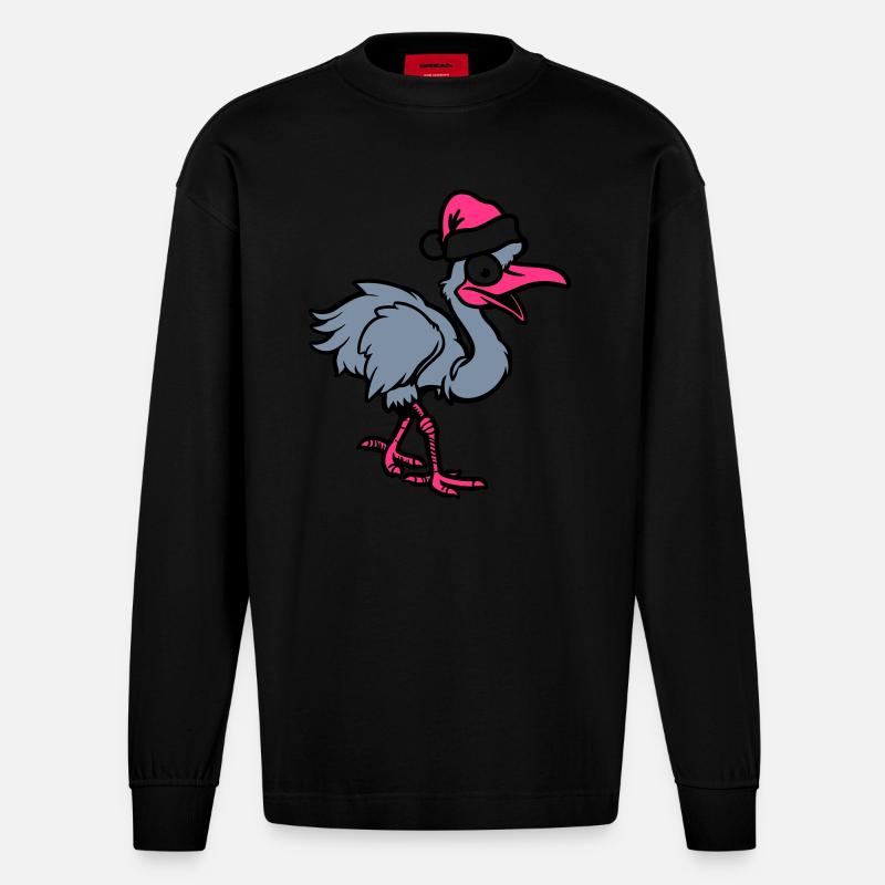 strauß comic weihnachten - Heavyweight Oversized Organic Langarmshirt Made in EU - SOLID BLACK