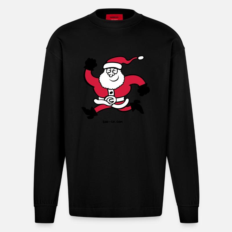 Exécution de Père Noël - Manches longues bio épais oversize fabriqué en UE - SOLID BLACK