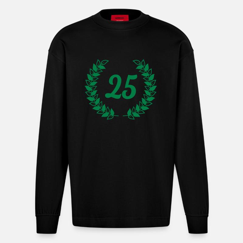 birthday anniversaire 25 vingt cinq - Manches longues bio épais oversize fabriqué en UE - SOLID BLACK