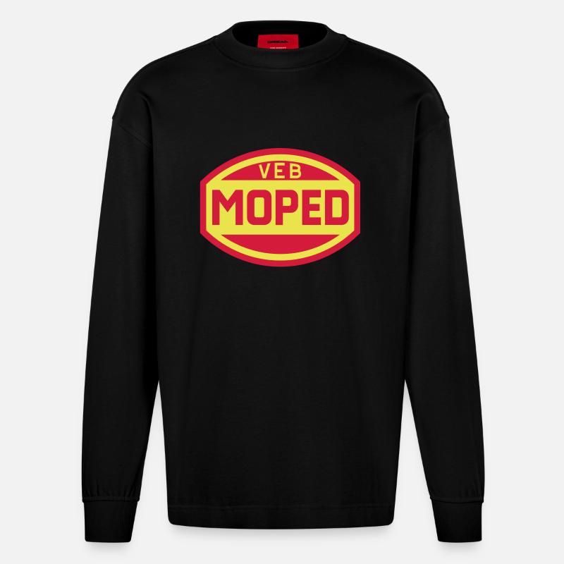 VEB Moped Logo (2c) - Heavyweight Oversized Organic Langarmshirt Made in EU - SOLID BLACK