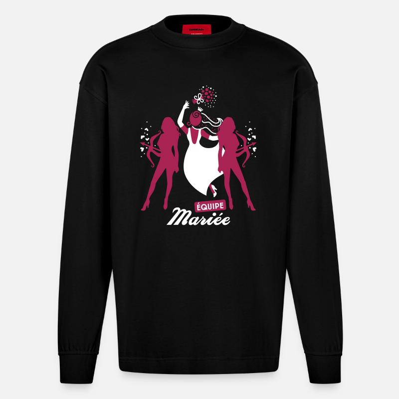 équipe de la mariée future mariée evjf 2C - Heavyweight Oversized Organic Langarmshirt Made in EU - SOLID BLACK