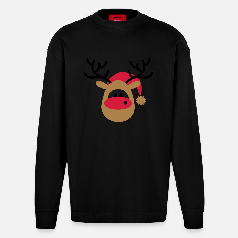 weihnachten - Heavyweight Oversized Organic Langarmshirt Made in EU - SOLID BLACK