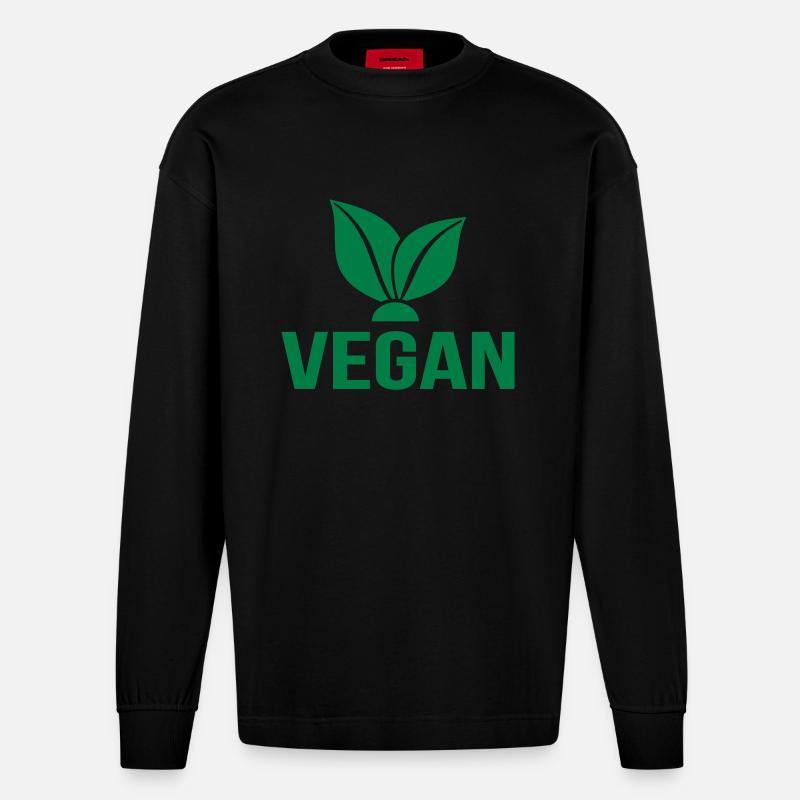 Vegan - Heavyweight Oversized Organic Langarmshirt Made in EU - SOLID BLACK