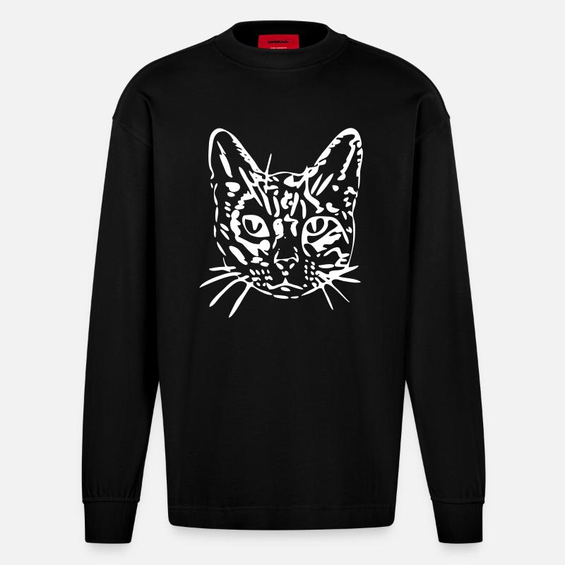 Katze, Mieze, Miezekatze, Geschenk, Geschenkidee - Heavyweight Oversized Organic Langarmshirt Made in EU - SOLID BLACK