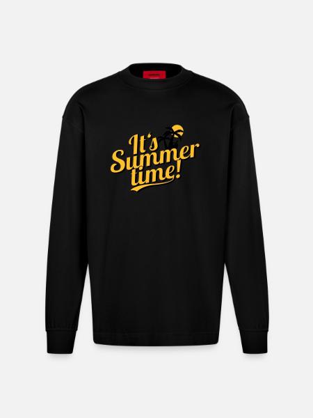 It's Summer Time - beach & holiday - Heavyweight Oversized Organic Longsleeve Shirt Made in EU - SOLID BLACK