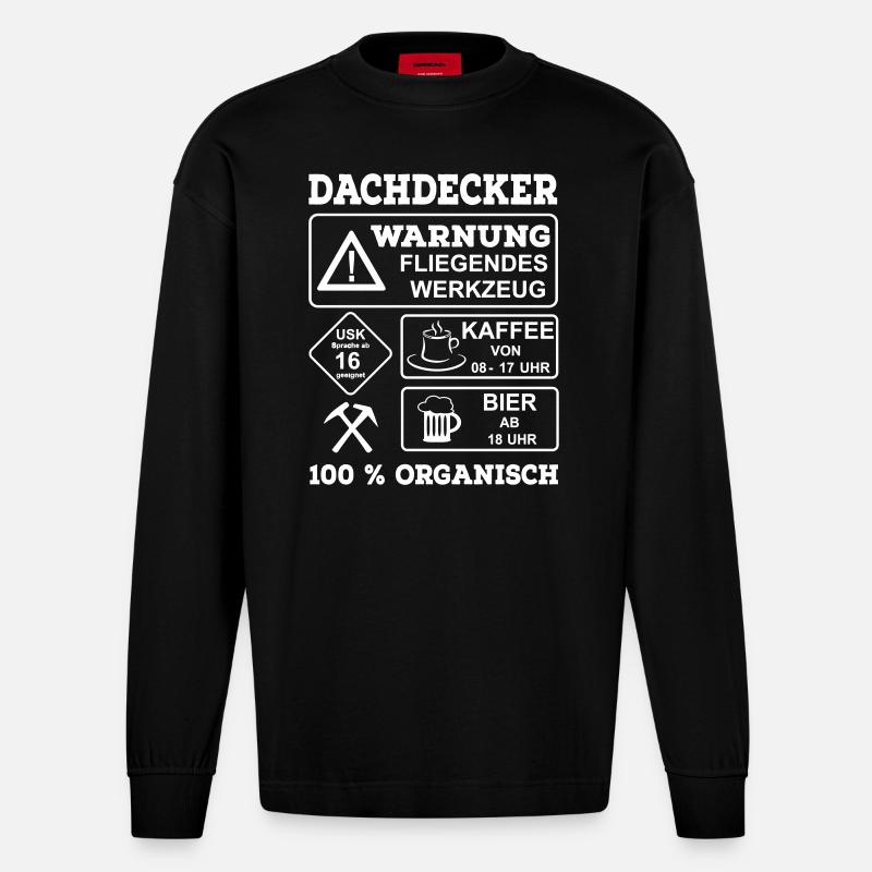 Dachdecker - Heavyweight Oversized Organic Langarmshirt Made in EU - SOLID BLACK