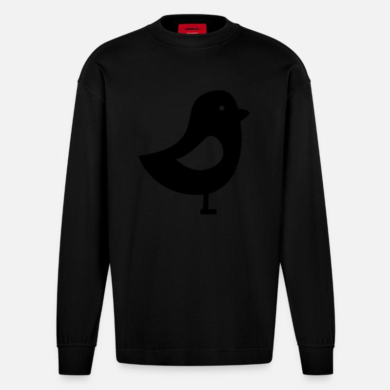 Vogel - Heavyweight Oversized Organic Langarmshirt Made in EU - SOLID BLACK