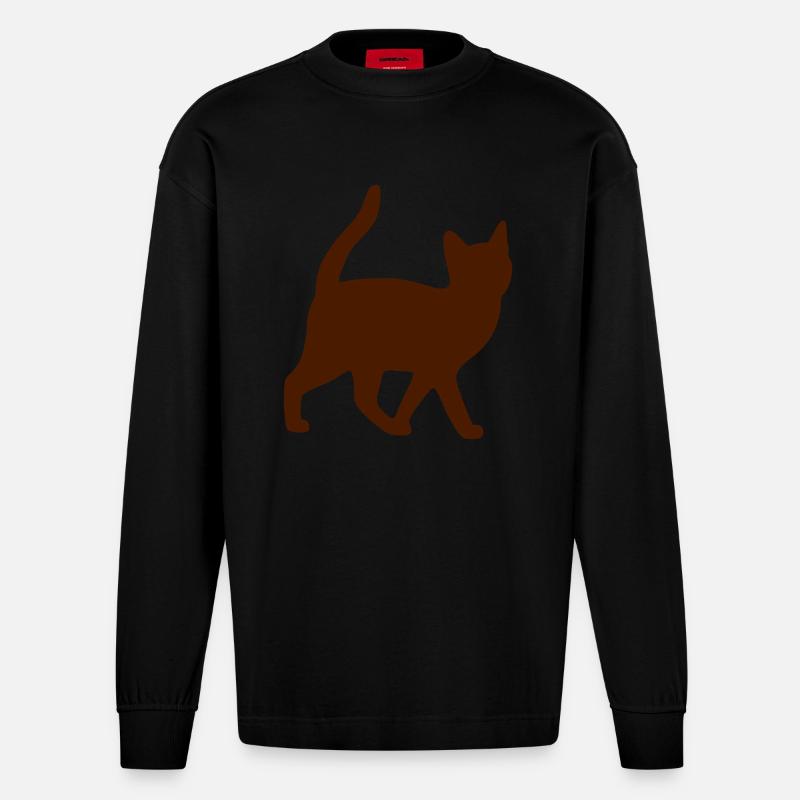 cat chat - Manches longues bio épais oversize fabriqué en UE - SOLID BLACK