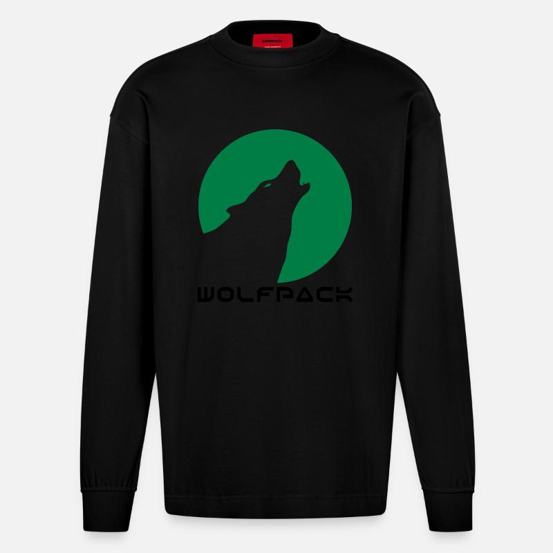 wolfpack_1 - Heavyweight Oversized Organic Langarmshirt Made in EU - SOLID BLACK