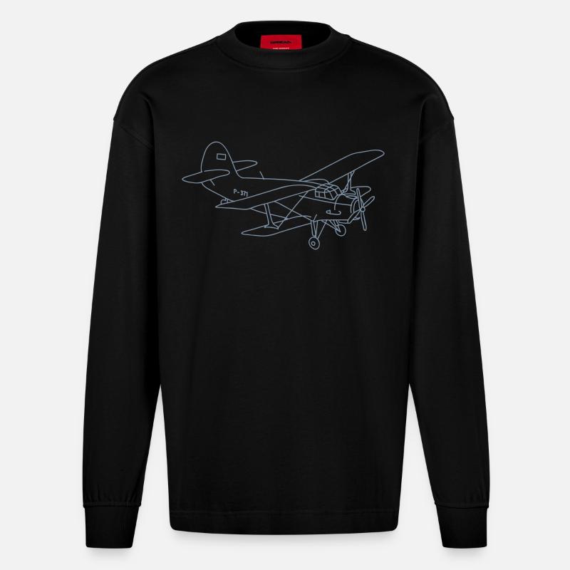 Doppeldecker - Heavyweight Oversized Organic Langarmshirt Made in EU - SOLID BLACK